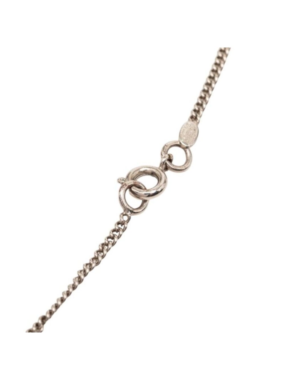 Chanel CC Logo Necklace Silver Black Metal Color Stone - Picture 4 of 6